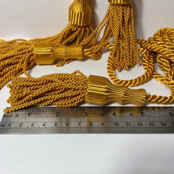 Bullion Gold Drapery Curtain Chair Tie Back 108 Spread Rope 5" Tassel Set of 4 - Picture 6 of 14